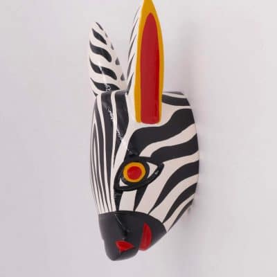 Tierkopf aus Holz, handgefertigt in Kolumbien - Zebrakopf