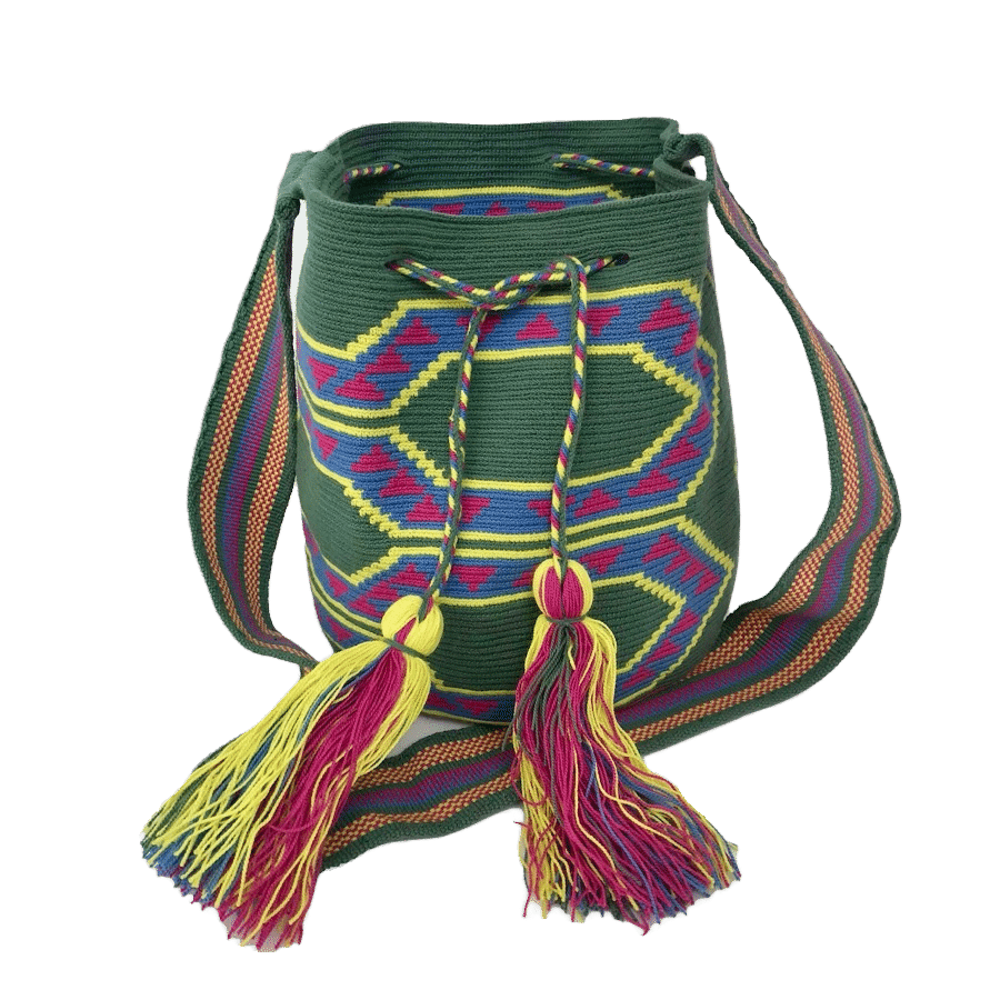 WAYUU Colorful Mochila Purse Shoulder Bag Crochet Colombia Flag Handmade Large 