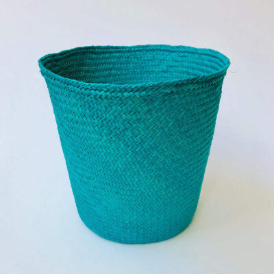 Turquoise palm leaf basket