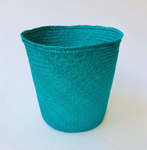 Turquoise palm leaf basket
